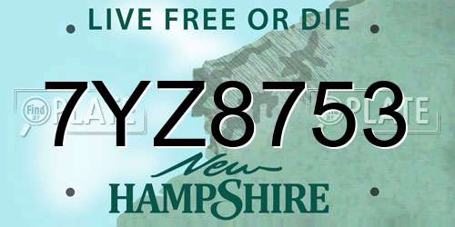 7YZ8753 New Hampshire License Plate