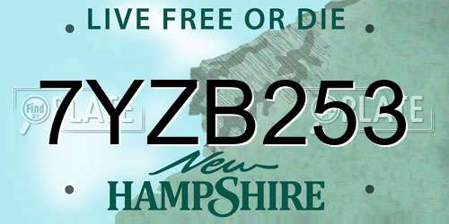 7YZB253 New Hampshire License Plate