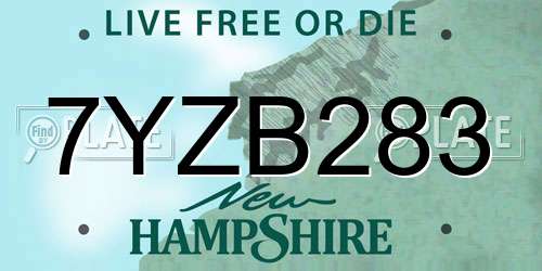 7YZB283 New Hampshire License Plate