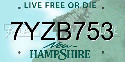 7YZB753 New Hampshire License Plate