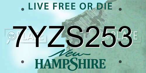7YZS253 New Hampshire License Plate