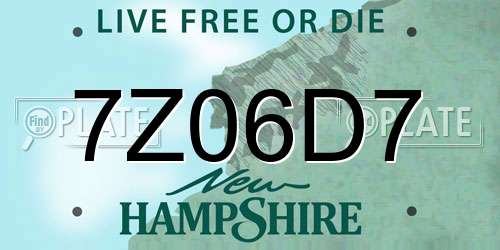 7Z06D7 New Hampshire License Plate