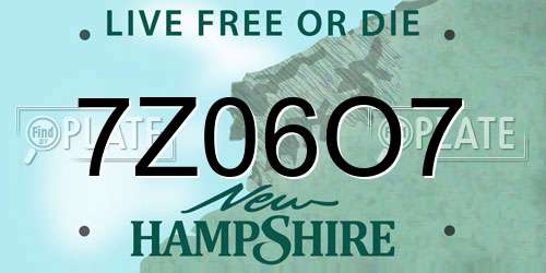 7Z06O7 New Hampshire License Plate
