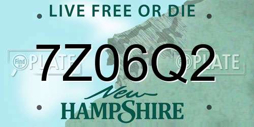 7Z06Q2 New Hampshire License Plate