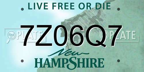 7Z06Q7 New Hampshire License Plate