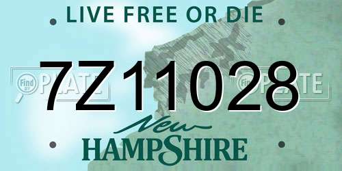 7Z11028 New Hampshire License Plate