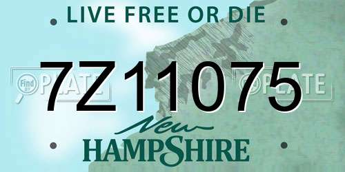 7Z11075 New Hampshire License Plate
