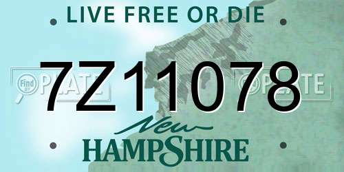 7Z11078 New Hampshire License Plate