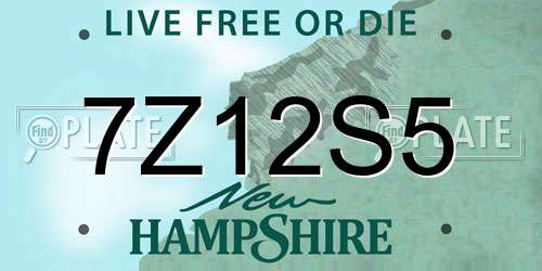 7Z12S5 New Hampshire License Plate