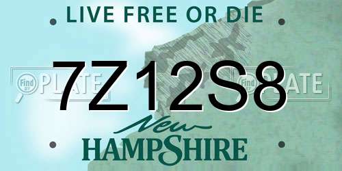 7Z12S8 New Hampshire License Plate
