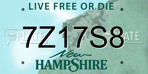 7Z17S8 New Hampshire License Plate