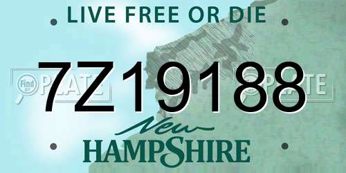 7Z19188 New Hampshire License Plate