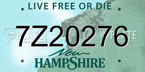 7Z20276 New Hampshire License Plate