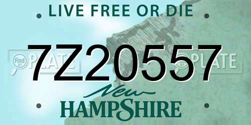 7Z20557 New Hampshire License Plate