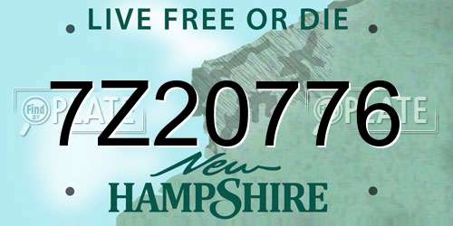 7Z20776 New Hampshire License Plate