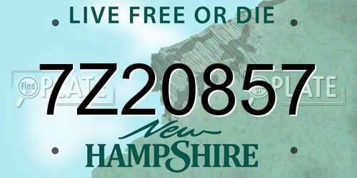 7Z20857 New Hampshire License Plate