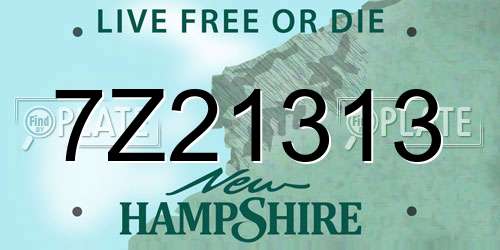 7Z21313 New Hampshire License Plate