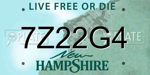 7Z22G4 New Hampshire License Plate