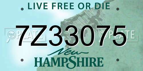 7Z33075 New Hampshire License Plate