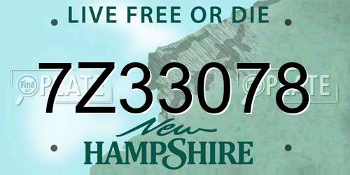 7Z33078 New Hampshire License Plate