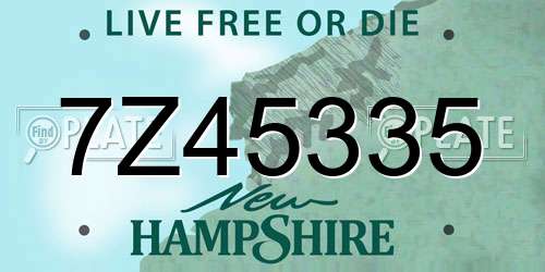 7Z45335 New Hampshire License Plate