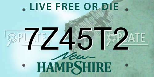 7Z45T2 New Hampshire License Plate