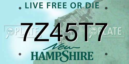 7Z45T7 New Hampshire License Plate