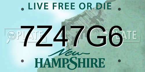 7Z47G6 New Hampshire License Plate