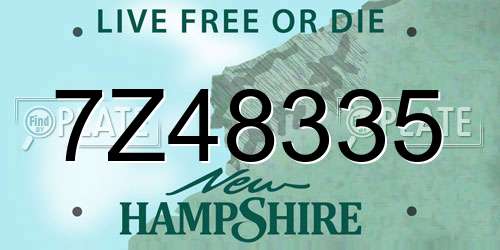 7Z48335 New Hampshire License Plate