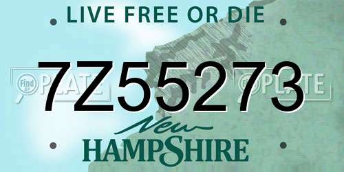 7Z55273 New Hampshire License Plate