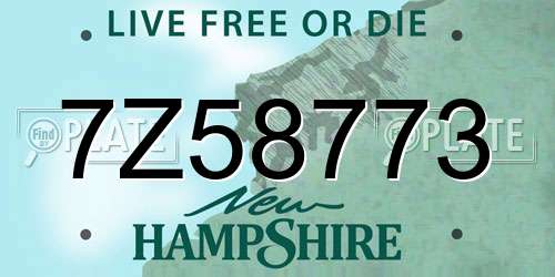 7Z58773 New Hampshire License Plate
