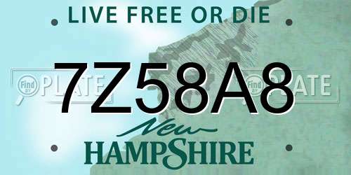 7Z58A8 New Hampshire License Plate