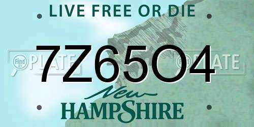 7Z65O4 New Hampshire License Plate