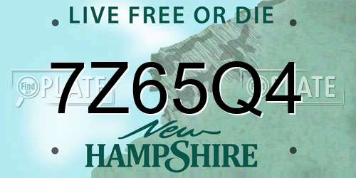 7Z65Q4 New Hampshire License Plate