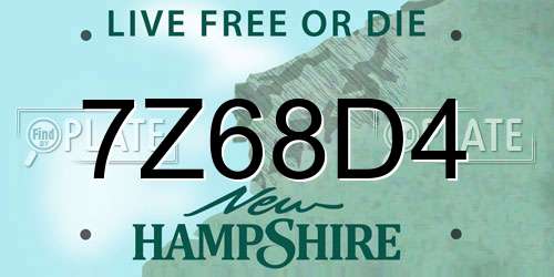 7Z68D4 New Hampshire License Plate