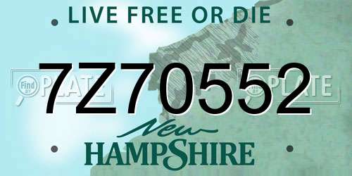 7Z70552 New Hampshire License Plate