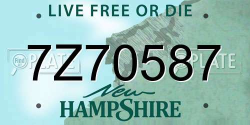 7Z70587 New Hampshire License Plate