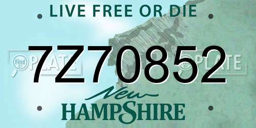 7Z70852 New Hampshire License Plate