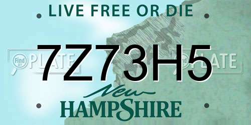 7Z73H5 New Hampshire License Plate