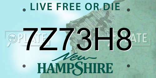 7Z73H8 New Hampshire License Plate