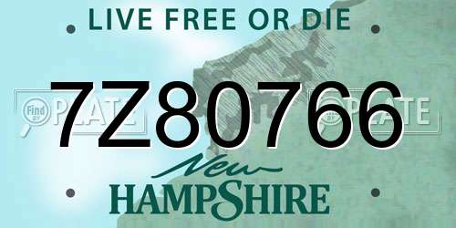 7Z80766 New Hampshire License Plate