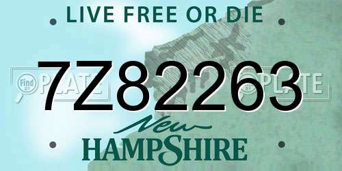 7Z82263 New Hampshire License Plate