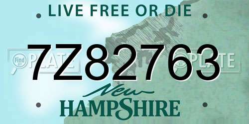 7Z82763 New Hampshire License Plate