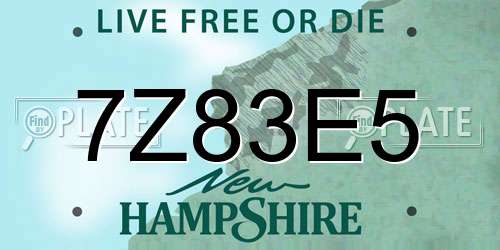 7Z83E5 New Hampshire License Plate