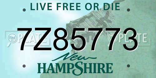 7Z85773 New Hampshire License Plate