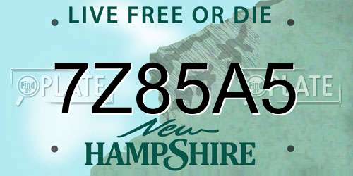 7Z85A5 New Hampshire License Plate