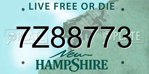 7Z88773 New Hampshire License Plate