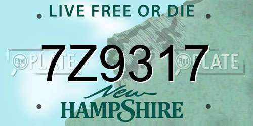 7Z9317 New Hampshire License Plate