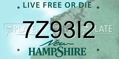 7Z93I2 New Hampshire License Plate