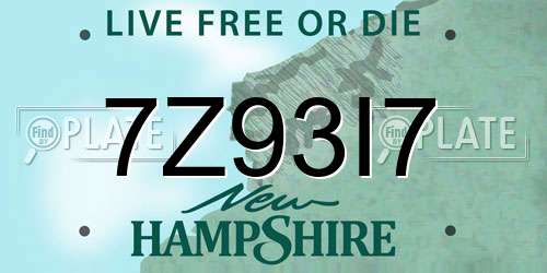 7Z93I7 New Hampshire License Plate